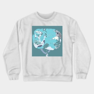 Denim tree fiber art in shades of blue gray white Crewneck Sweatshirt